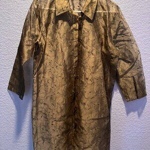 Woman Orgenza Embroidery and Sequins all over on front of the Shirt GOLD color